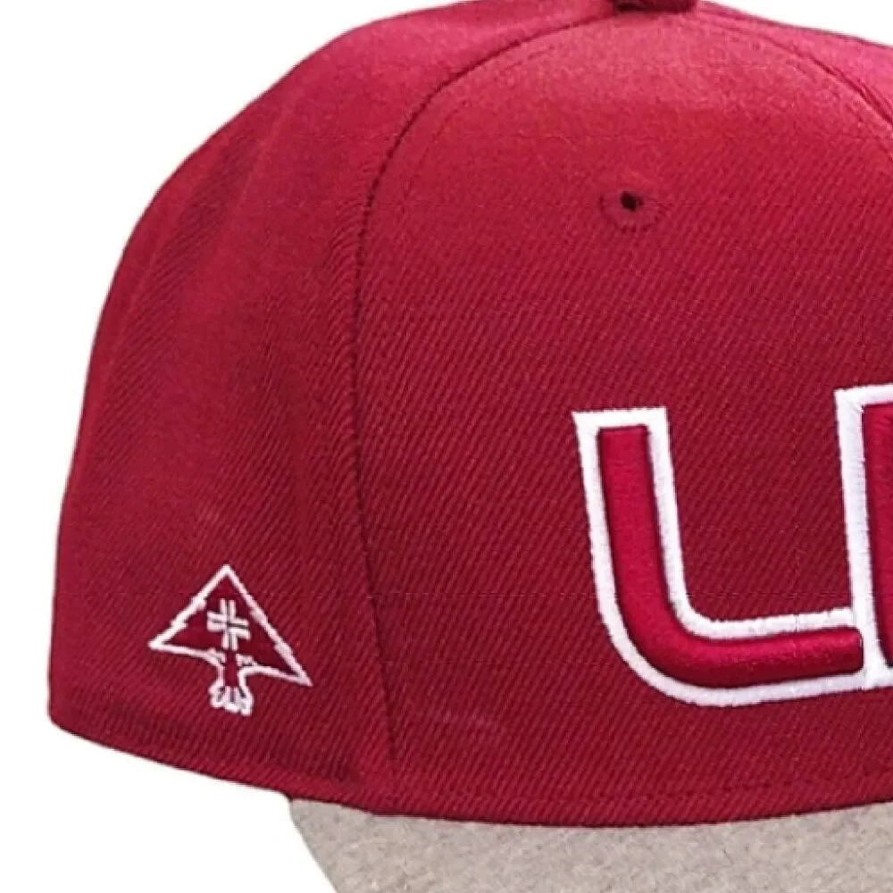 LRG Lifted Research Group Maroon Grey Wool Blend Snapback Hat NWOT